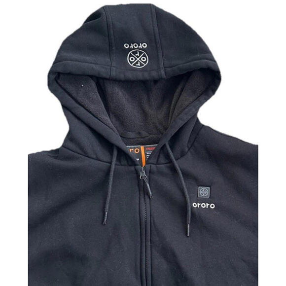 ORORO Heated Fleece Full Zip Hoodie Mens M Black Sweatshirt No Battery EUC - Picture 2 of 8